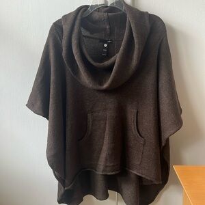 Aqua brown poncho